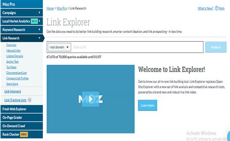 Moz Link Explorer .